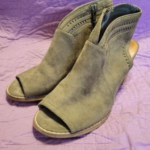 Olive Green peep toe booties
